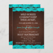 Invitation Bleu Turquoise rustique et Mariage campagnard Brow (Devant / Derrière)