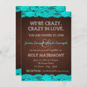 Invitation Bleu Turquoise rustique et Mariage campagnard Brow (Devant / Derrière)