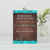 Invitation Bleu Turquoise rustique et Mariage campagnard Brow (Debout devant)