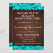 Invitation Bleu Turquoise rustique et Mariage campagnard Brow (Devant / Derrière)