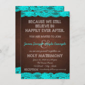 Invitation Bleu Turquoise rustique et Mariage campagnard Brow (Devant / Derrière)
