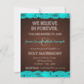 Invitation Bleu Turquoise rustique et Mariage campagnard Brow (Devant)