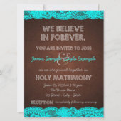 Invitation Bleu Turquoise rustique et Mariage campagnard Brow (Devant)