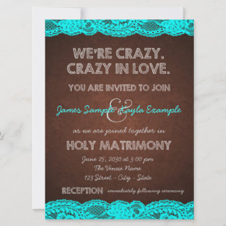 Invitation Bleu Turquoise rustique et Mariage campagnard Brow