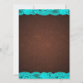 Invitation Bleu Turquoise rustique et Mariage campagnard Brow (Dos)