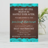 Invitation Bleu Turquoise rustique et Mariage campagnard Brow (Debout devant)
