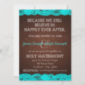 Invitation Bleu Turquoise rustique et Mariage campagnard Brow (Devant)