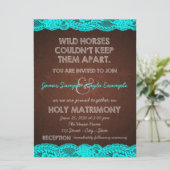 Invitation Bleu Turquoise rustique et Mariage campagnard Brow (Debout devant)