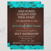 Invitation Bleu Turquoise rustique et Mariage campagnard Brow (Devant / Derrière)