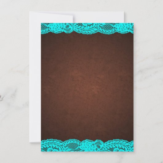 Invitation Bleu Turquoise rustique et Mariage campagnard Brow (Dos)