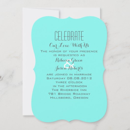 Invitation bleu turquoise sarcelle mariage oeuf de merle (Devant)