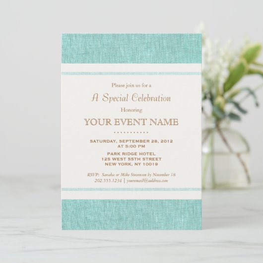 Invitation Bleu Turquoise Simple Et Élégant, Design (Debout devant)