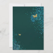 Invitation Bleu turquoise Vert Or Papillon de luxe Quinceaner (Dos)