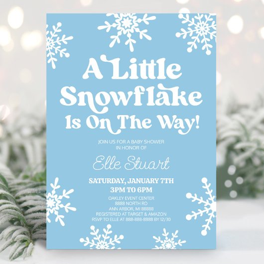 Invitation Bleu Un Petit Flocon De Neige Est En Route ! Baby