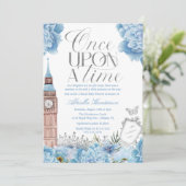 Invitation Bleu une fois sur un Baby shower Princess Time (Debout devant)