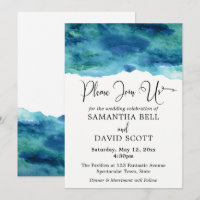 Bleu Vert Aqua Aquarelle Mariage Moderne 1