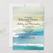 Invitation Bleu Vert aquarelle Océan Mariage répétition (Devant)
