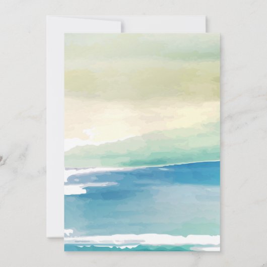 Invitation Bleu Vert aquarelle Océan Mariage répétition (Dos)