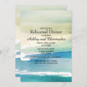 Invitation Bleu Vert aquarelle Océan Mariage répétition (Devant / Derrière)