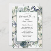 Invitation Bleu Vert Blanc Floral Élégant Dîner de répétition (Devant)
