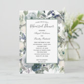 Invitation Bleu Vert Blanc Floral Élégant Dîner de répétition (Debout devant)