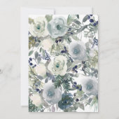 Invitation Bleu Vert Blanc Floral Élégant Mariage formel (Dos)