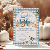 Invitation Bleu vert En vichy Citrouille doux Baby shower aut