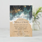 Invitation Bleu Vert or aquarelle Agate Dîner de répétition (Debout devant)
