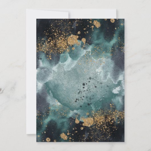 Invitation Bleu Vert or aquarelle Agate Dîner de répétition (Dos)