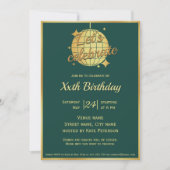 Invitation Bleu vert or disco fête d'anniversaire (Devant)