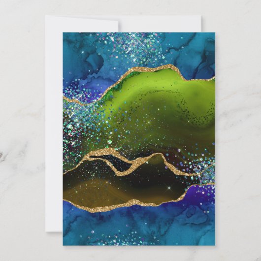 Invitation Bleu & Vert Peacock Agate & or parties scintillant (Dos)