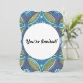 Invitation Bleu vert Rustique Boho Motif circulaire géométriq (Debout devant)
