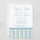 Invitation Bleu vert Sip and See Stripes (Devant)