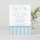 Invitation Bleu vert Sip and See Stripes (Debout devant)