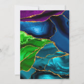 Invitation Bleu Vert & Violet & Paillettes d'Agate Or Anniver (Dos)