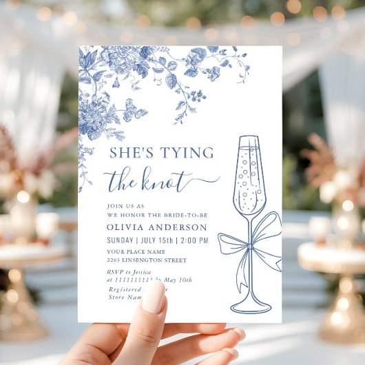 Invitation Bleu victorien Elle noue la FÊTE DES MARIÉES de no