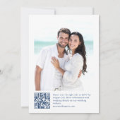 Invitation Bleu victorien Français Floral Photo Code QR Maria (Dos)