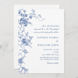 Invitation Bleu victorien Jardin Français Mariage Floral