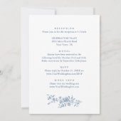 Invitation Bleu victorien Mariage français Orné tout en un (Dos)