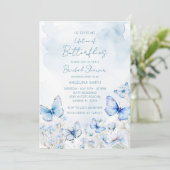 Invitation Bleu Vie des papillons Fête des mariées de jardin (Debout devant)