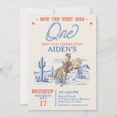 Invitation Bleu vintage Comment l'Occident a été un 1er anniv (Devant)