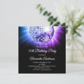 Invitation Bleu violet 50e anniversaire Disco Ball (Debout devant)