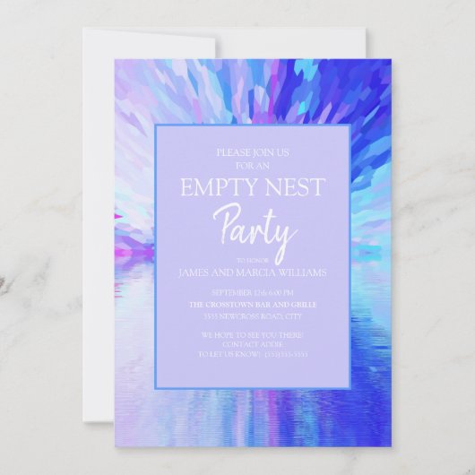 Invitation Bleu violet Abstrait Vide Nest Party (Devant)
