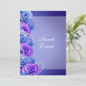Invitation Bleu violet anniversaire fiançailles mariage (Debout devant)