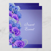 Invitation Bleu violet anniversaire fiançailles mariage (Devant / Derrière)