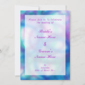Invitation Bleu, violet et Mariage Turquoise. (Devant)