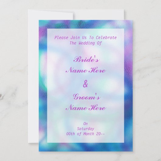 Invitation Bleu, violet et Mariage Turquoise. (Devant)