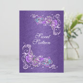 Invitation Bleu violet fiançailles mariage anniversaire (Debout devant)