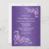 Invitation Bleu violet fiançailles mariage anniversaire (Dos)