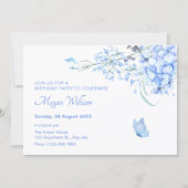 Invitation Bleu violet fleuri élégante douche nuptiale (Dos)